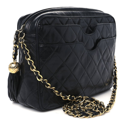 Chanel Lambskin Quilted CC Tassel Camera Case Black 3 of 12