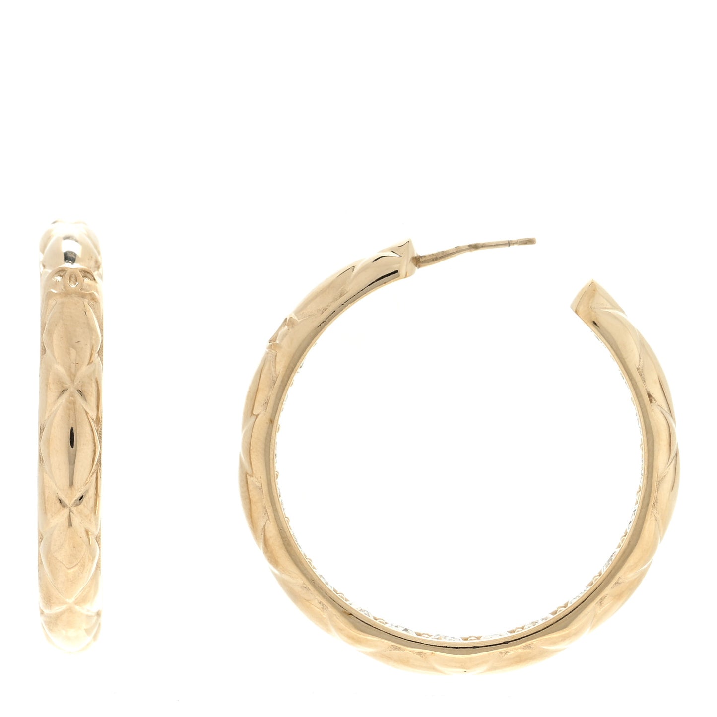 Crystal Quilted CC Hoop Earrings Gold