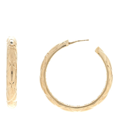 Chanel Crystal Quilted CC Hoop Earrings Gold 1 of 4