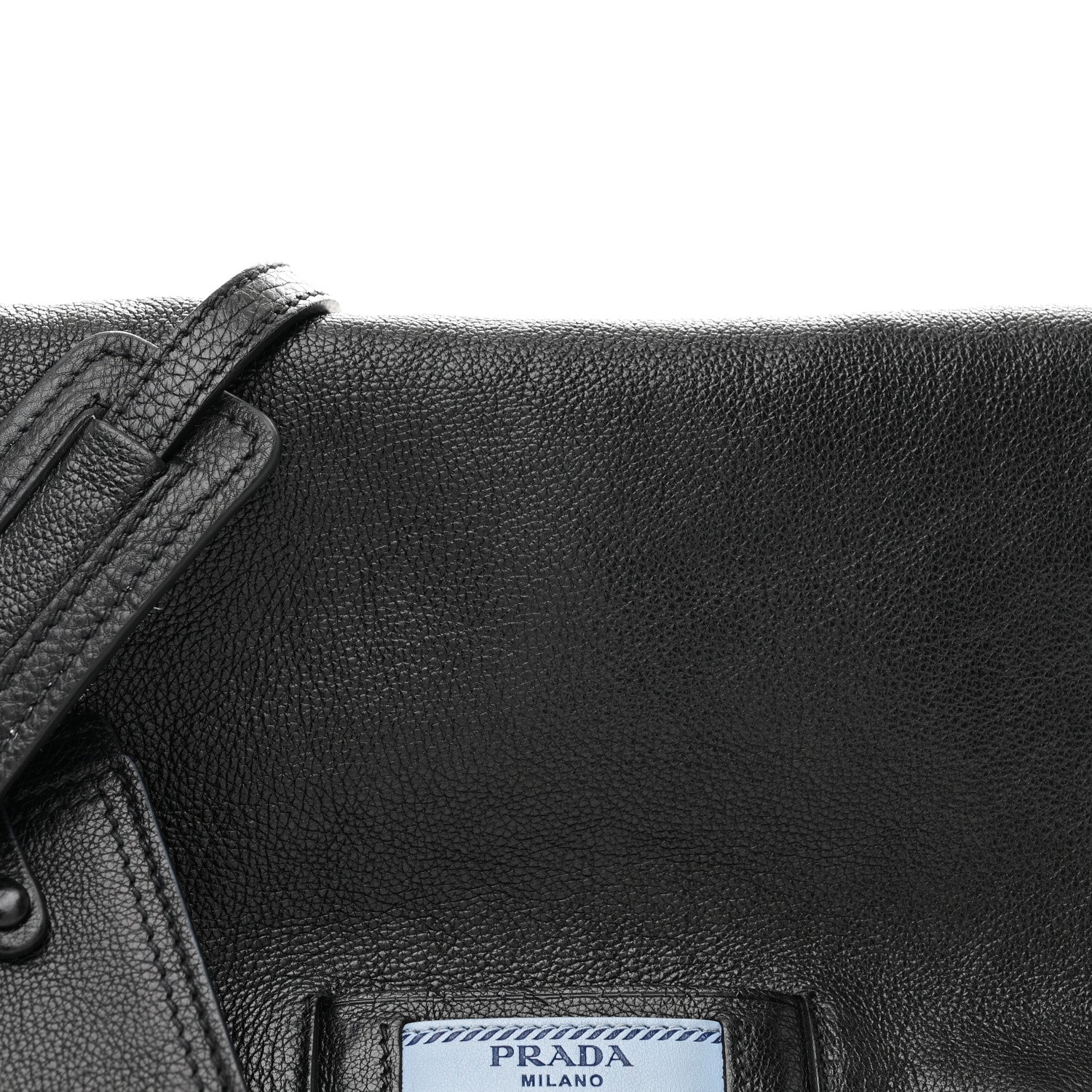 Prada Glace Calfskin Studded Etiquette Flap Black 8 of 10