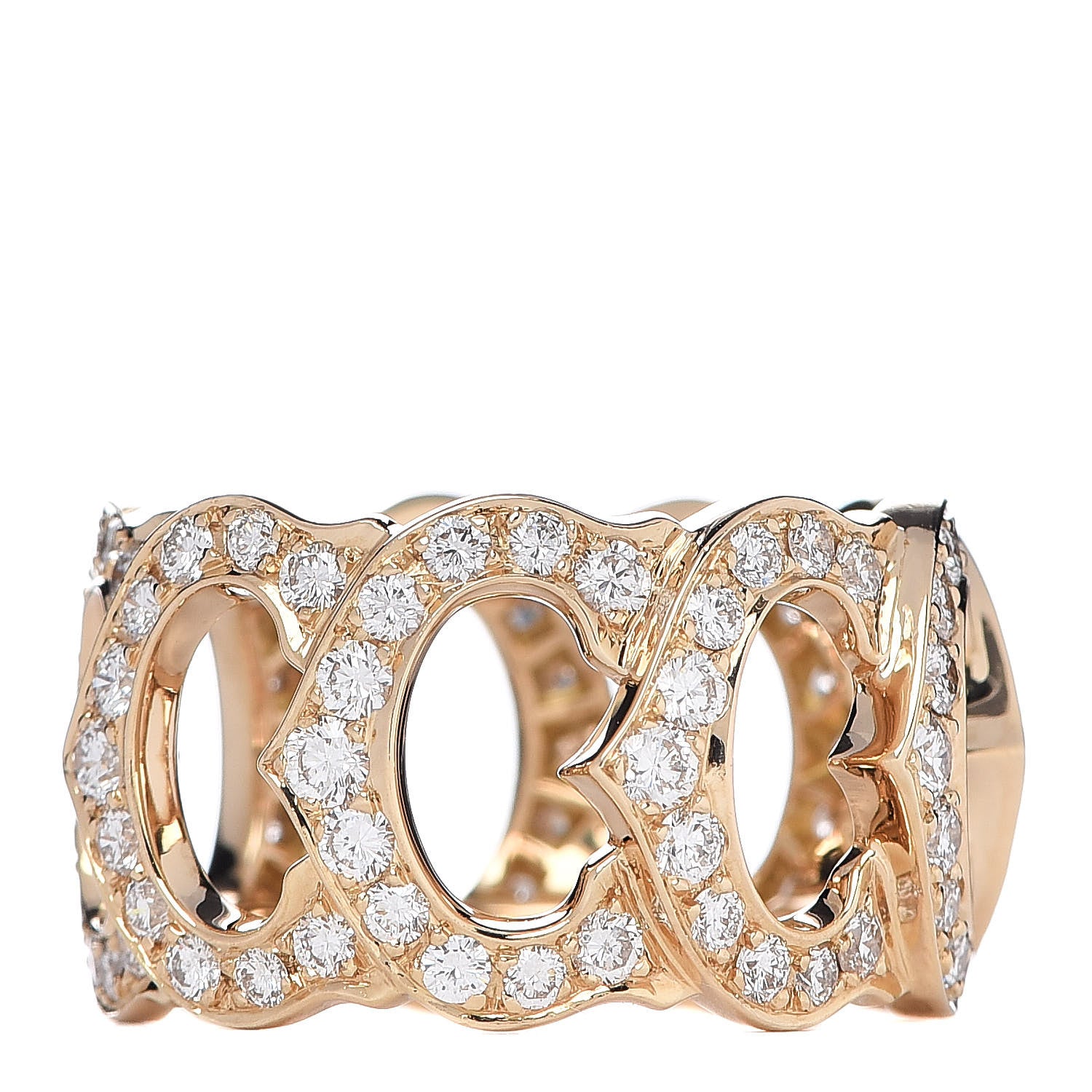 Cartier 18K Yellow Gold Diamond C De Band Ring 55 7.25 1 of 4