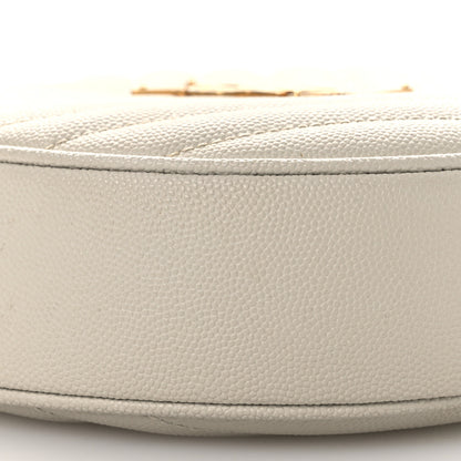Saint Laurent Grain De Poudre Matelasse Chevron Quilted Round Vinyle Camera Bag Crema Soft 18 of 40