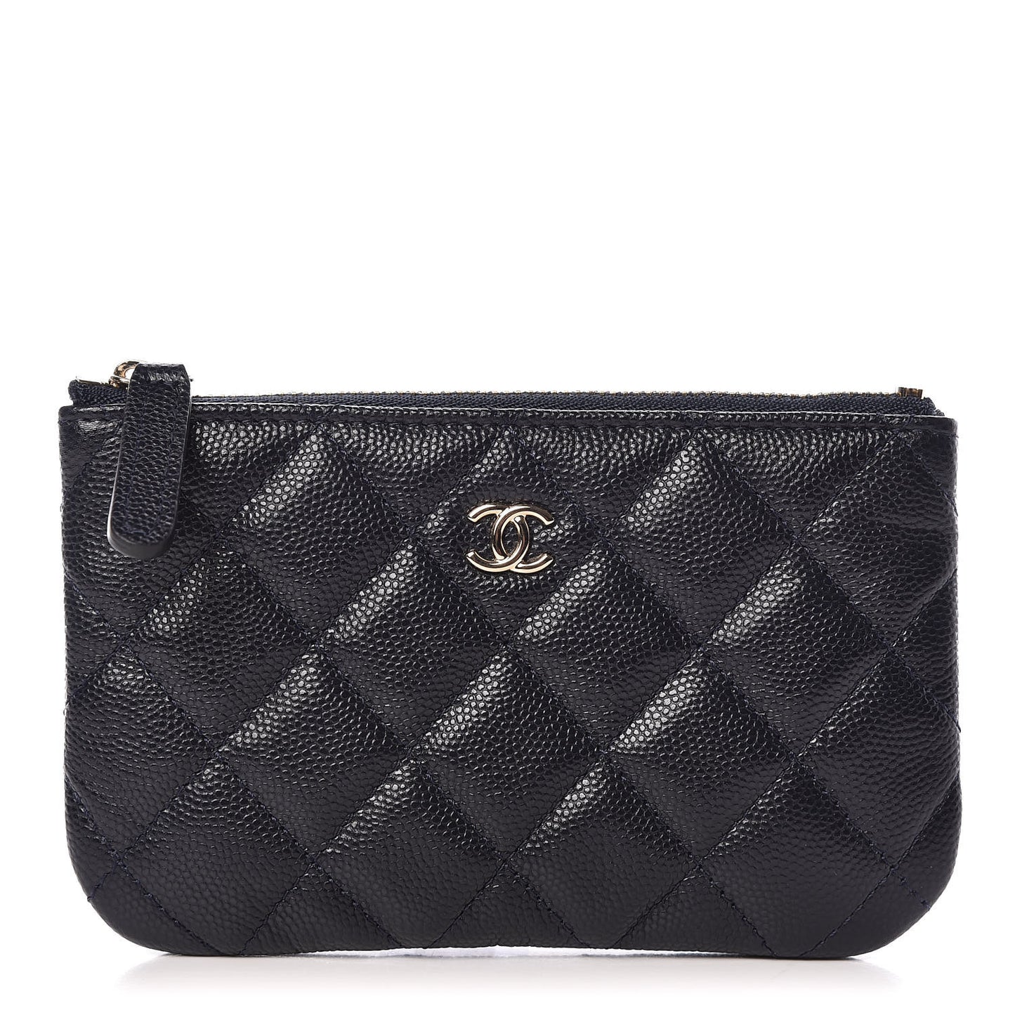 Caviar Quilted Small Cosmetic Case Navy