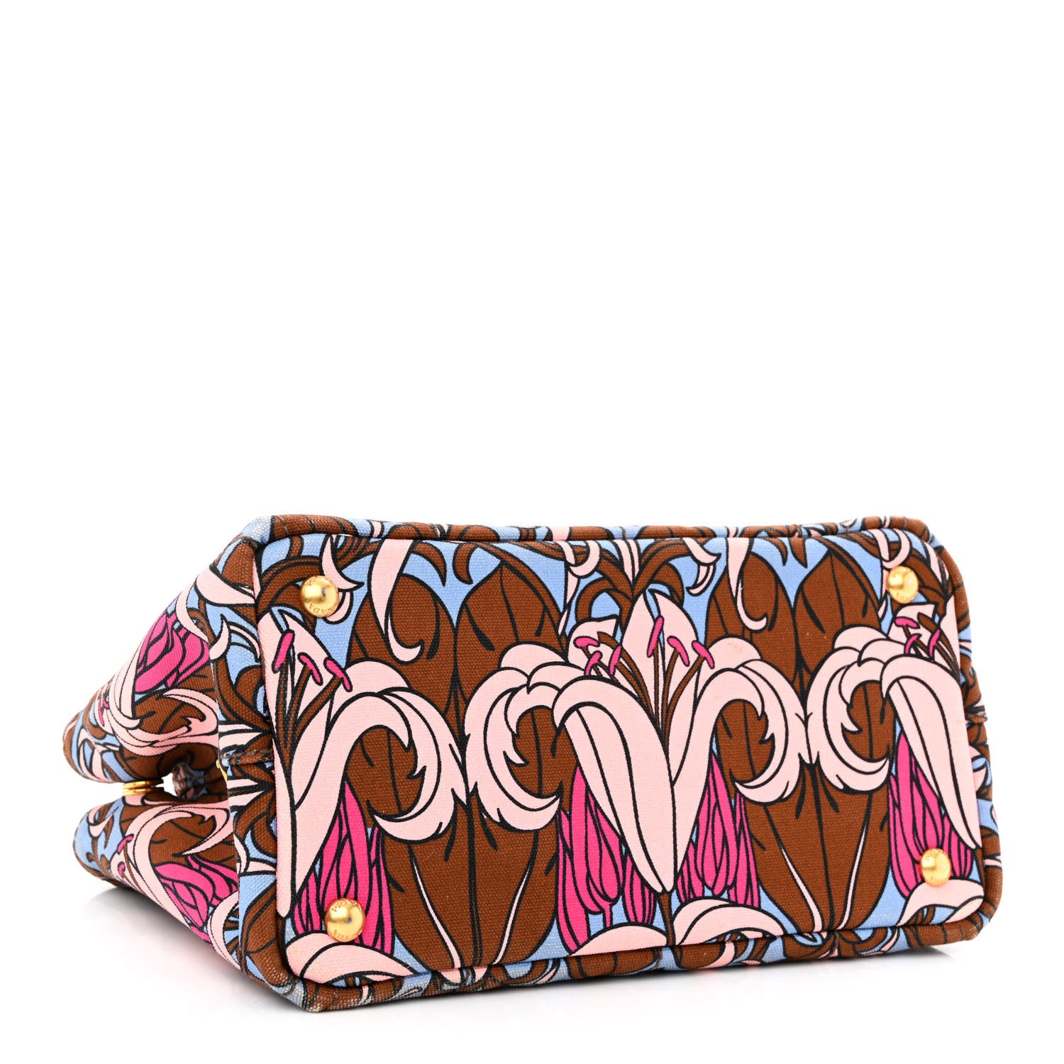 Prada Canvas Canapa Small Floral Tote Multicolor 4 of 11