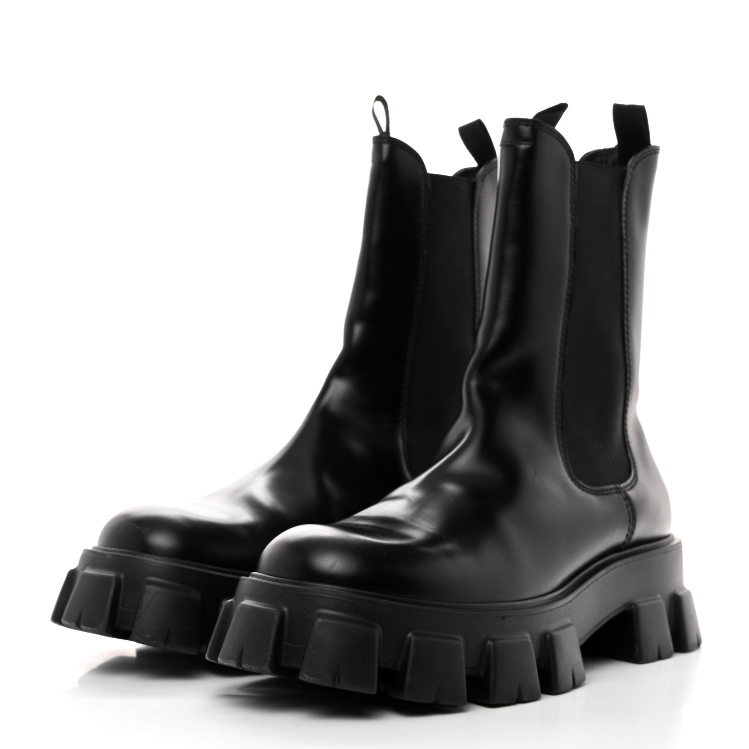 Prada Spazzolato Rois Mens Monolith Chelsea 55mm Tall Boots 11 Black 3 of 8
