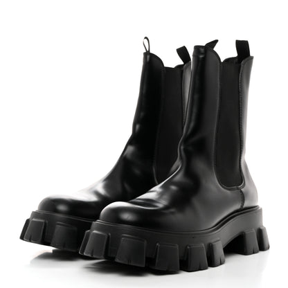 Prada Spazzolato Rois Mens Monolith Chelsea 55mm Tall Boots 11 Black 3 of 8