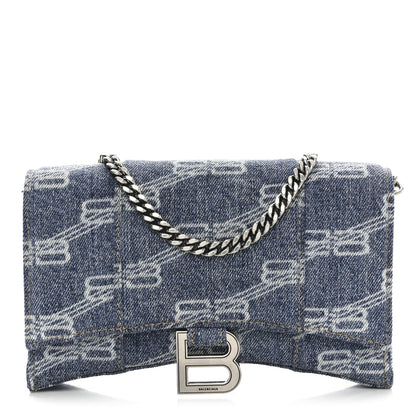 Balenciaga Denim BB Monogram Hourglass Chain Bag Blue 1 of 10
