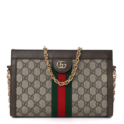 Gucci GG Supreme Monogram Web Small Ophidia Chain Shoulder Bag Brown 1 of 11