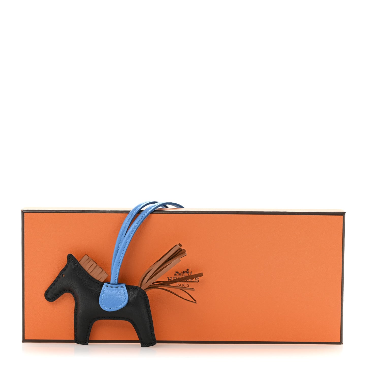 Milo Lambskin Grigri Rodeo Horse Bag Charm PM Black Bleu Saphir Gold