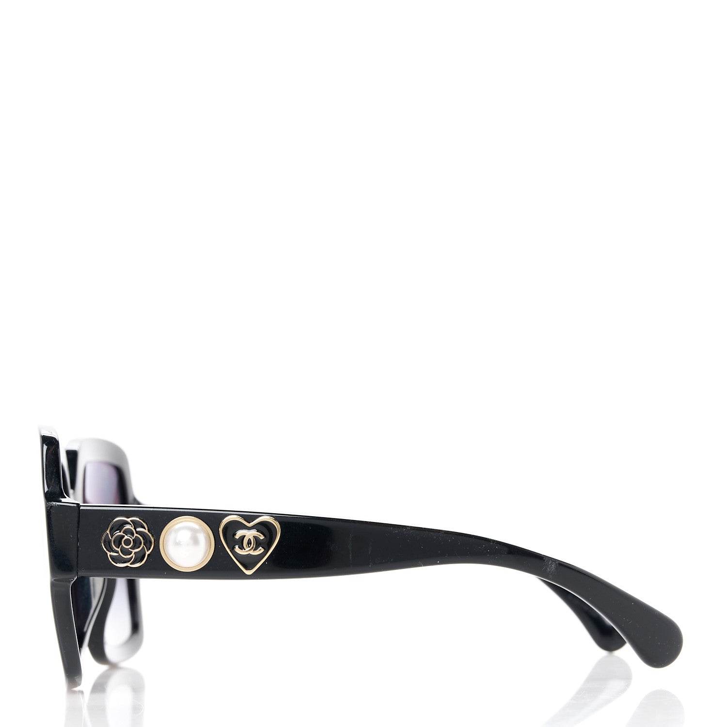 Chanel Acetate Charms Pearl Square Sunglasses 5479-A Black Gold 3 of 7