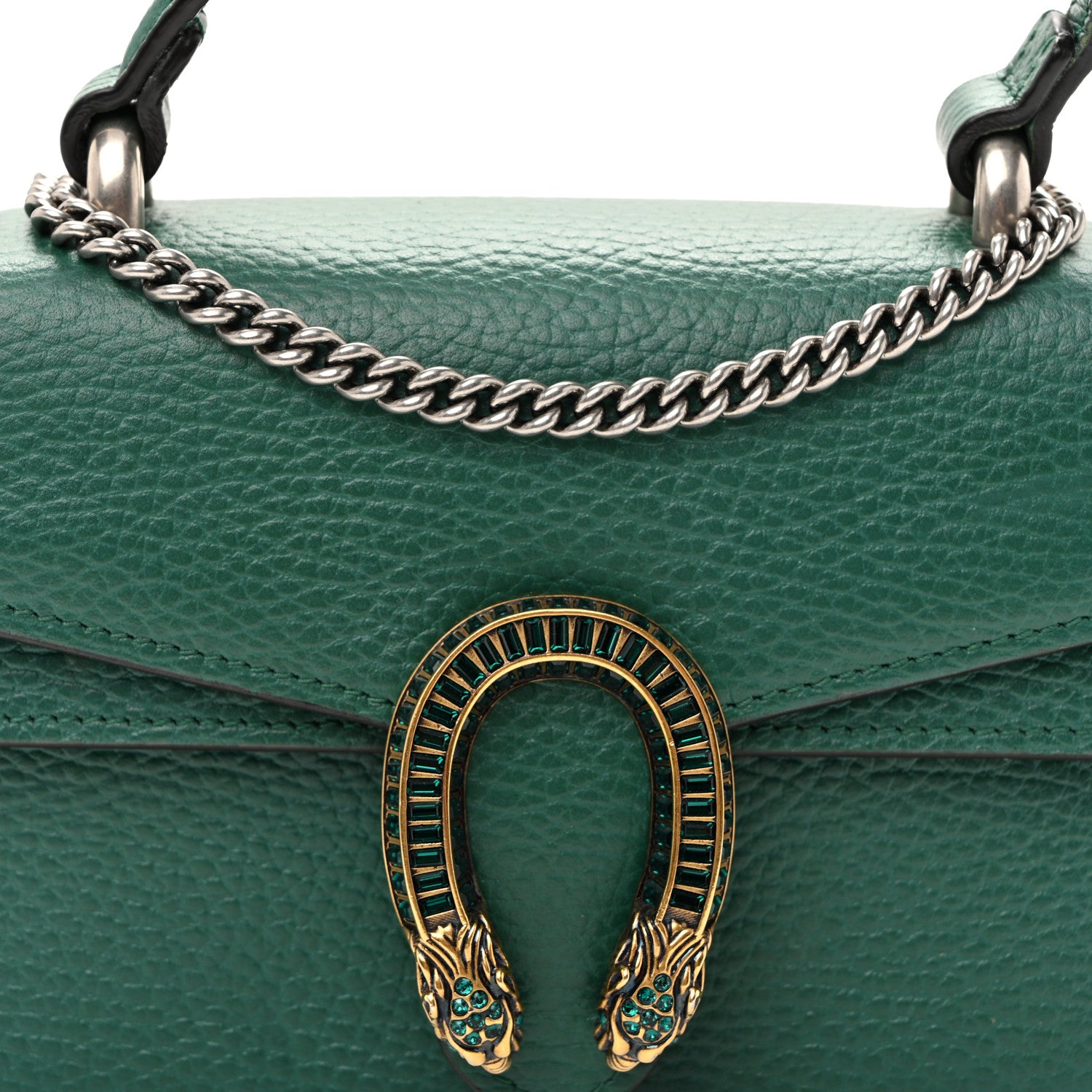 Gucci Dollar Calfskin Crystal Mini Dionysus Top Handle Bag Emerald 7 of 9