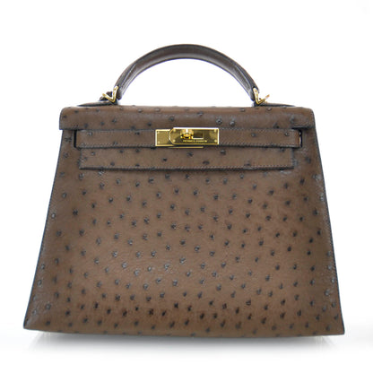 Hermes Ostrich Kelly 28 Chocolate 1 of 9