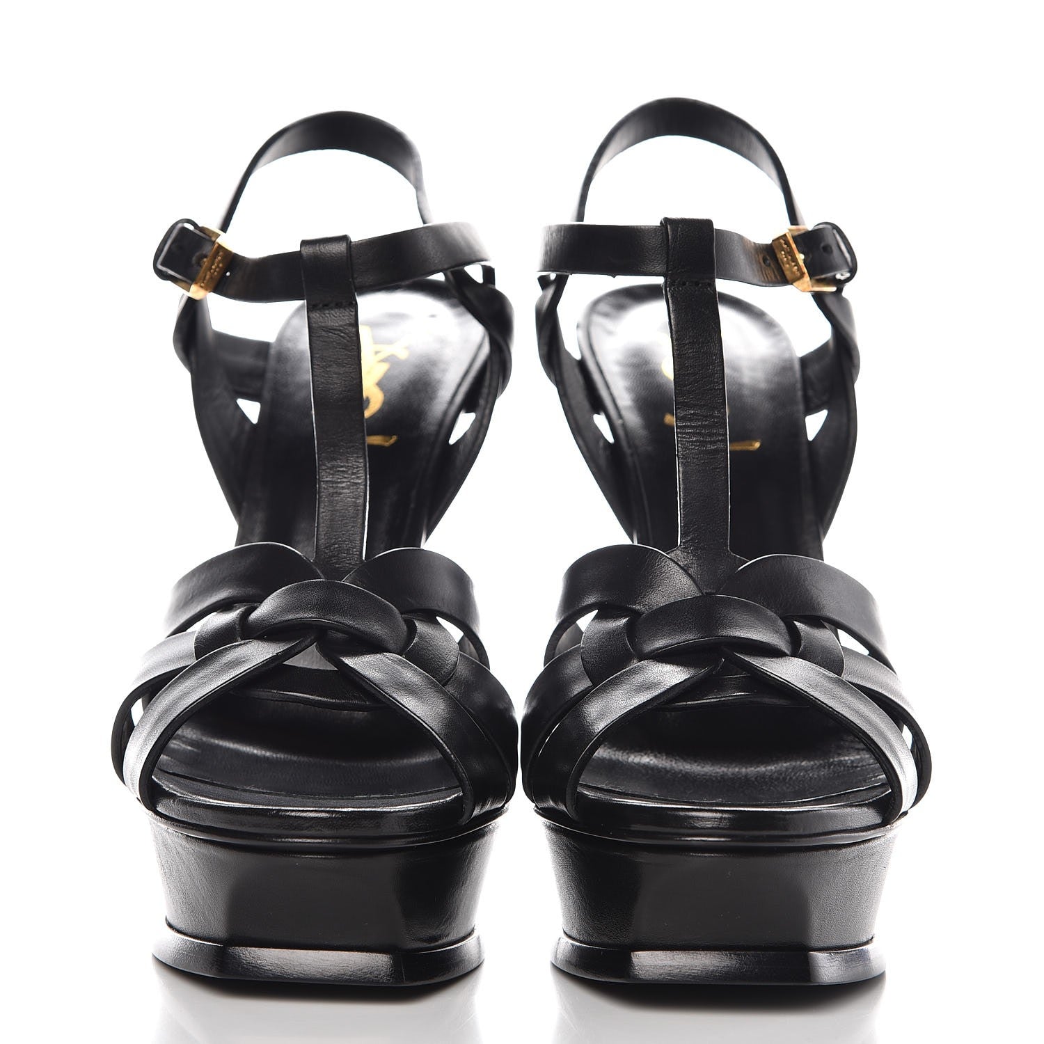 Saint Laurent Calfskin Tribute 105 Platform Sandals 37.5 Black 2 of 10