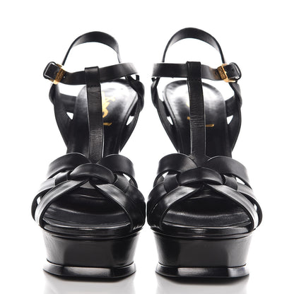 Saint Laurent Calfskin Tribute 105 Platform Sandals 37.5 Black 2 of 10