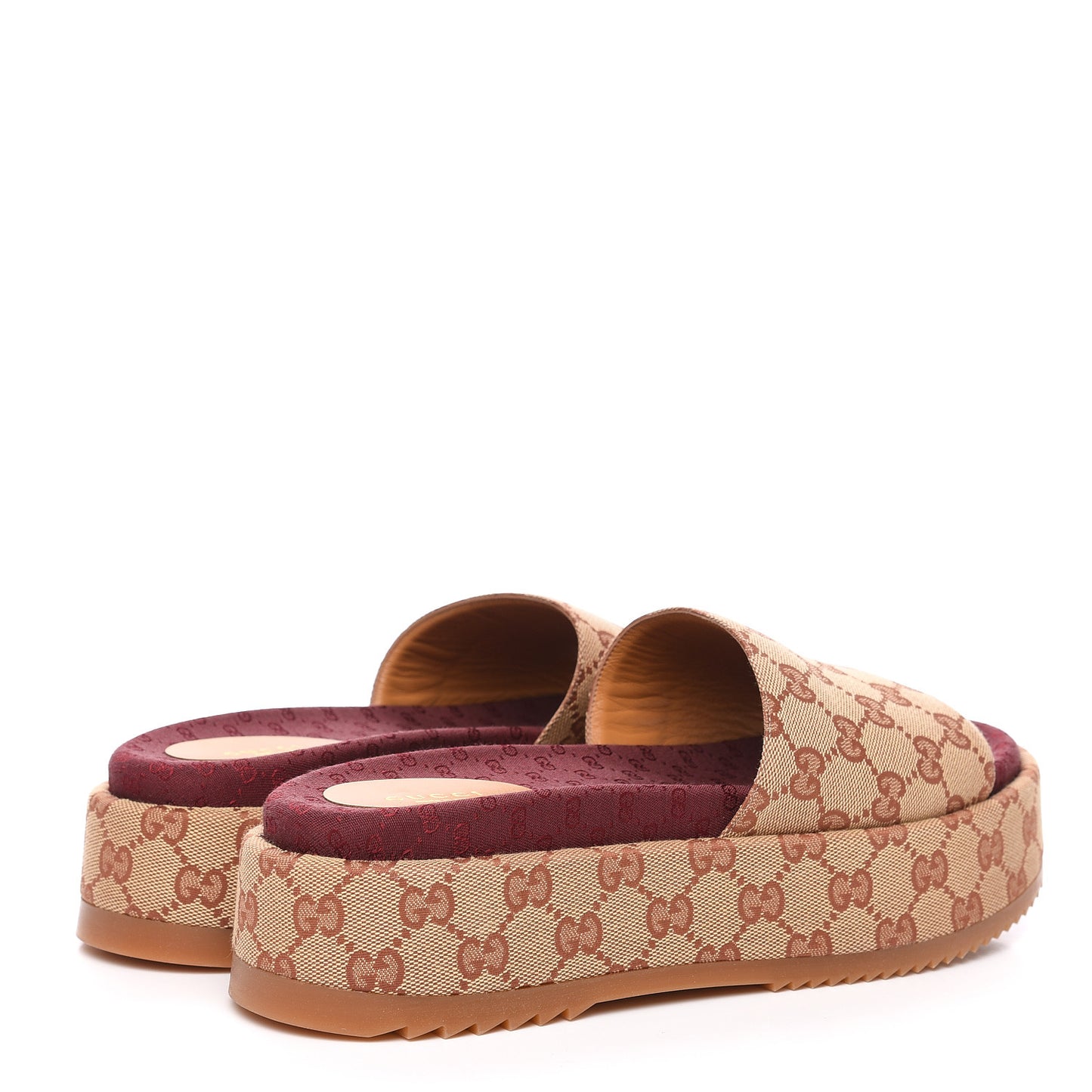 Canvas GG Monogram Angelina Platform Slide Sandals 41.5 Beige Ruggine