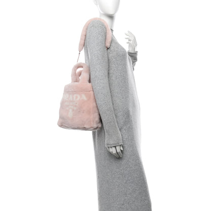 Prada Shearling Logo Tote Bag Orchidea 3 of 9