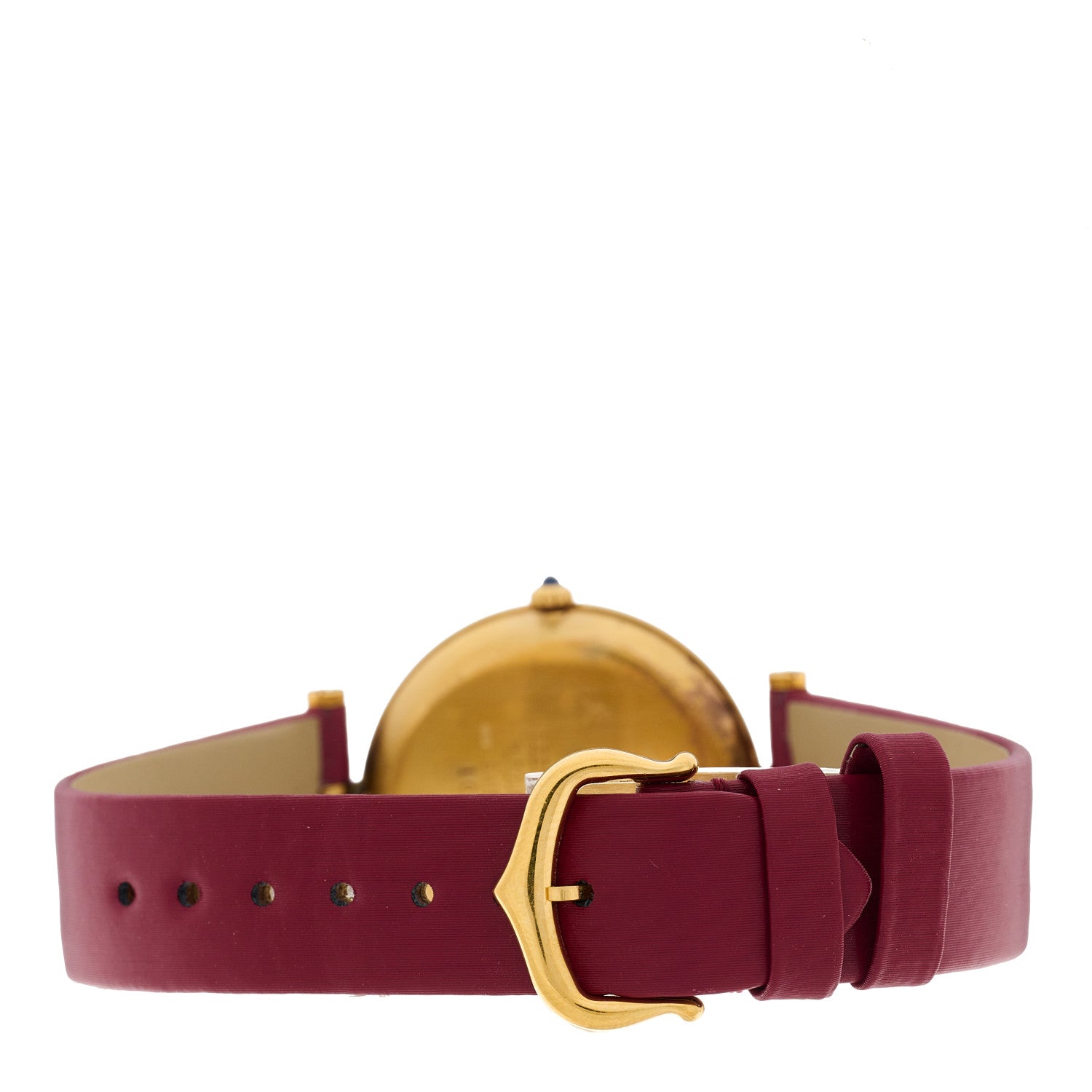 Cartier Sterling Silver Vermeil Satin 30mm Must De Cartier Quartz Watch Burgundy 3 of 4