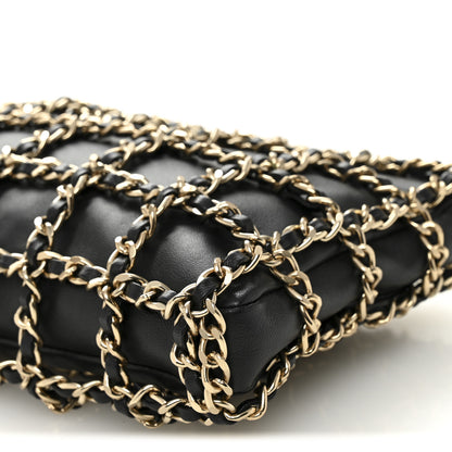Chanel Lambskin Chain Frame Shoulder Bag Black 10 of 10