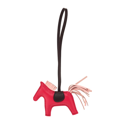 Hermes Milo Lambskin Grigri Rodeo Horse Bag Charm PM Rose Sakura Framboise Rouge Sellier 1 of 4