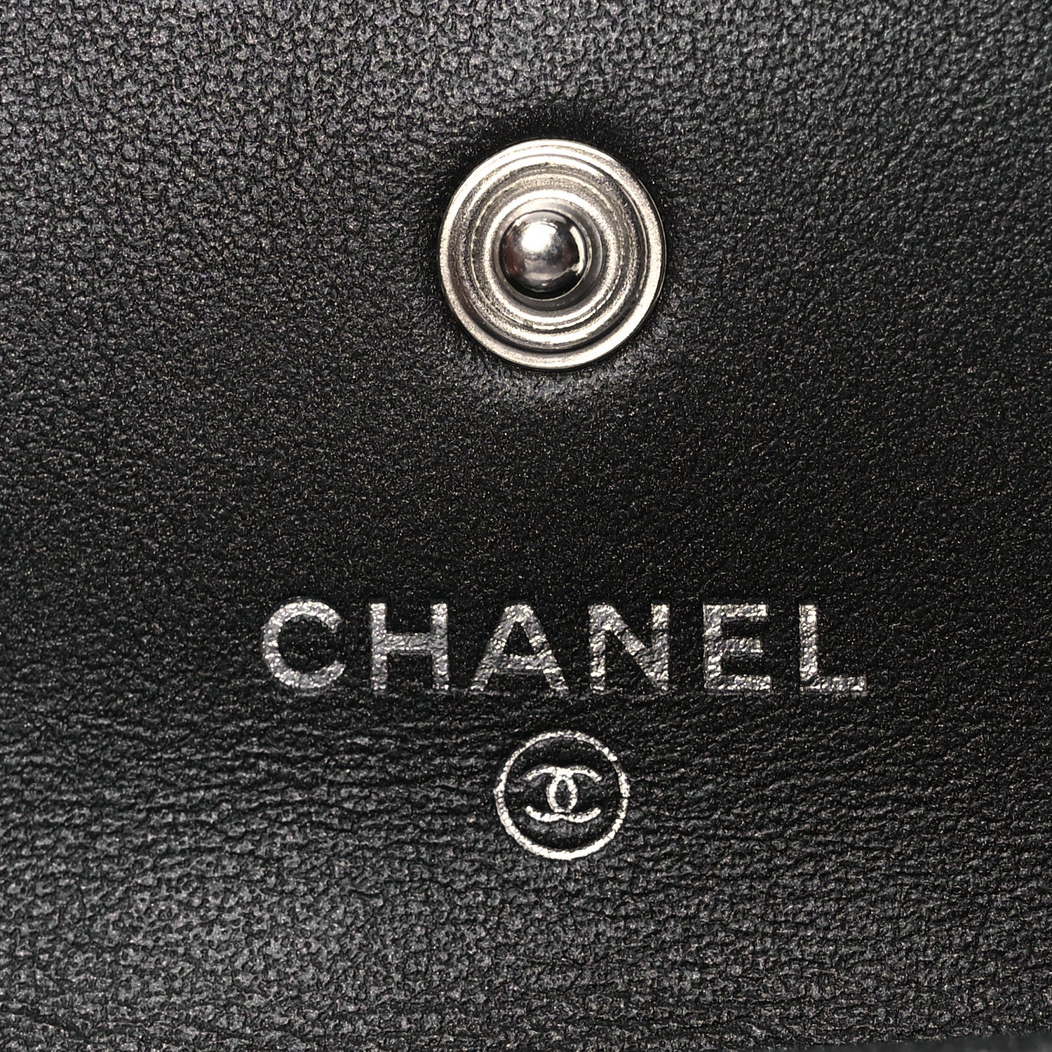 Chanel Goatskin Camellia Embossed Flap Card Holder Wallet Grey 6 of 9