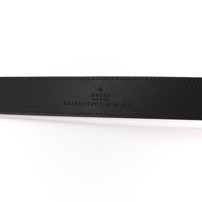 Gucci GG Supreme Monogram Matte Plutone Calfskin Double G 30mm Belt 90 36 Beige Ebony Black 3 of 4