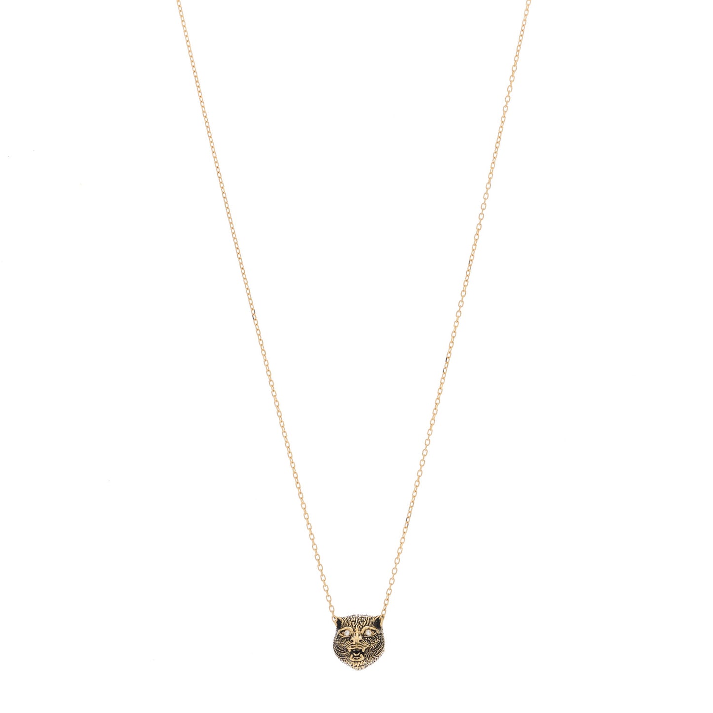 18K Yellow Gold Diamond Jade Le Marche Des Merveilles Feline Pendant Necklace
