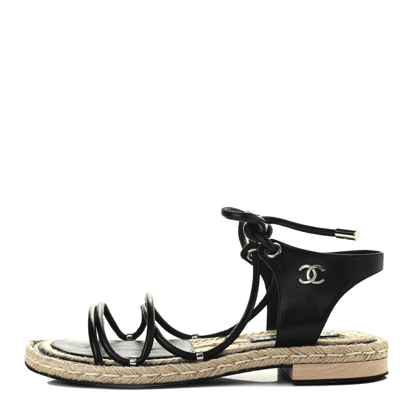 Lambskin Espadrille Sandals 38 Black