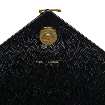 Saint Laurent Grain De Poudre Matelasse Chevron Large Monogram Satchel Black 6 of 7