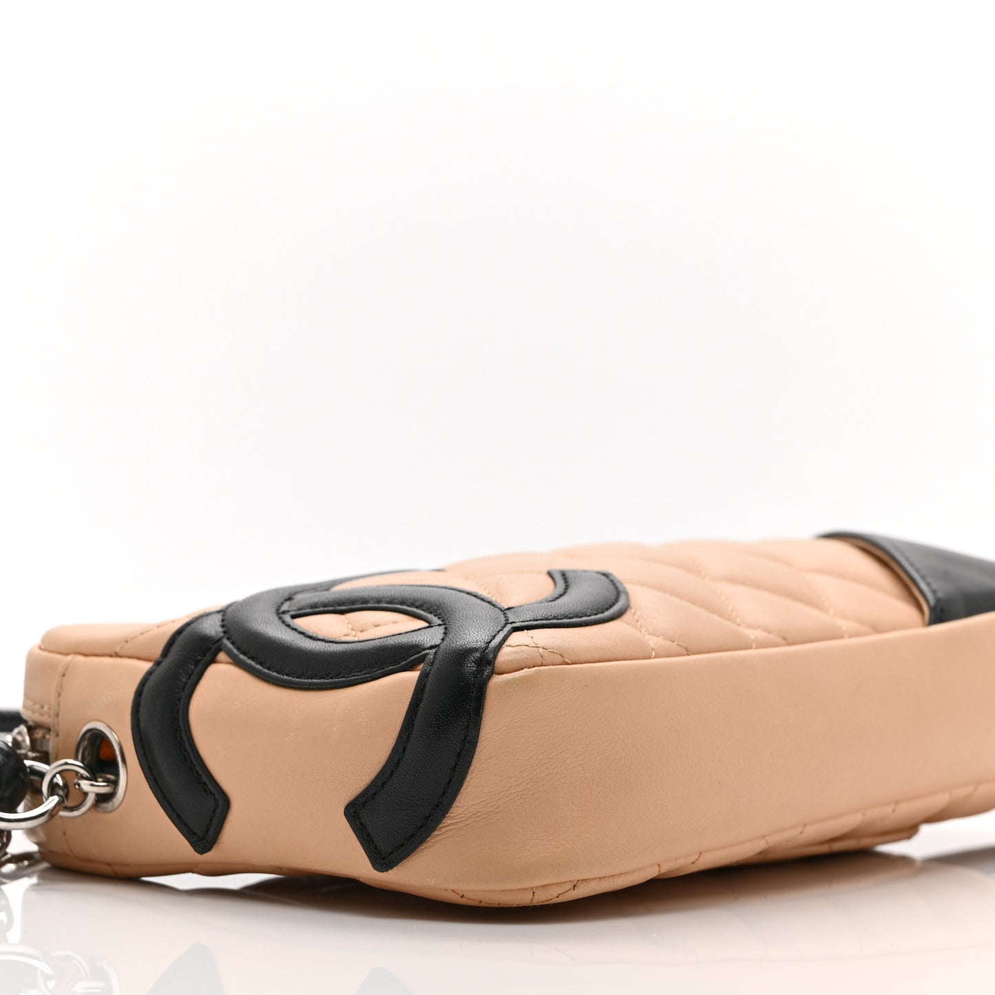 Calfskin Quilted Cambon Pochette Beige Black