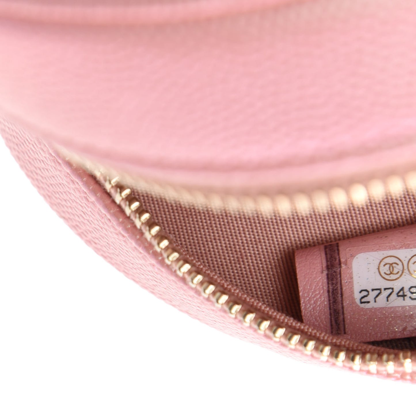 Iridescent Caviar Resin Quilted Round Clutch With Chain Pink