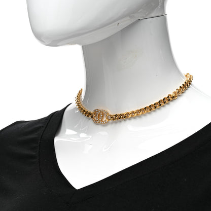 Chanel Crystal Chain Link CC Choker Necklace Gold 2 of 5