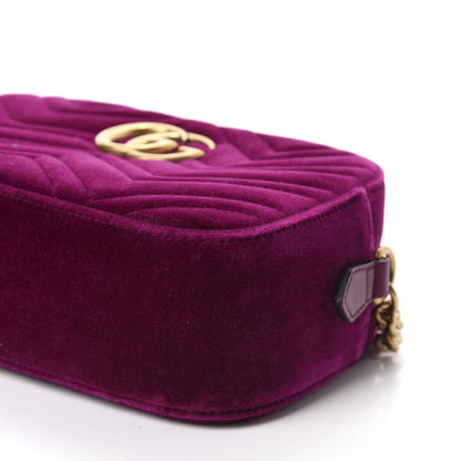 Gucci Velvet Matelasse Small GG Marmont Chain Shoulder Bag Fuchsia Violet Cyclamen 7 of 10
