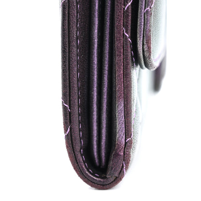 Chanel Iridescent Lambskin Quilted Large Gusset Flap Wallet Purple 10 of 16