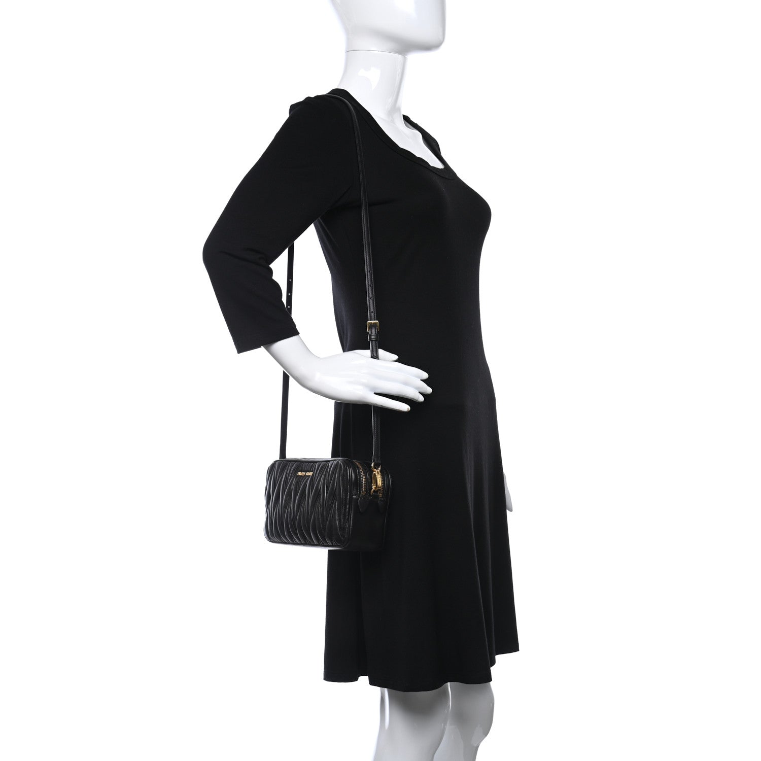 Miu Miu Nappa Matelasse Double Zip Pochette Clutch Black 2 of 12