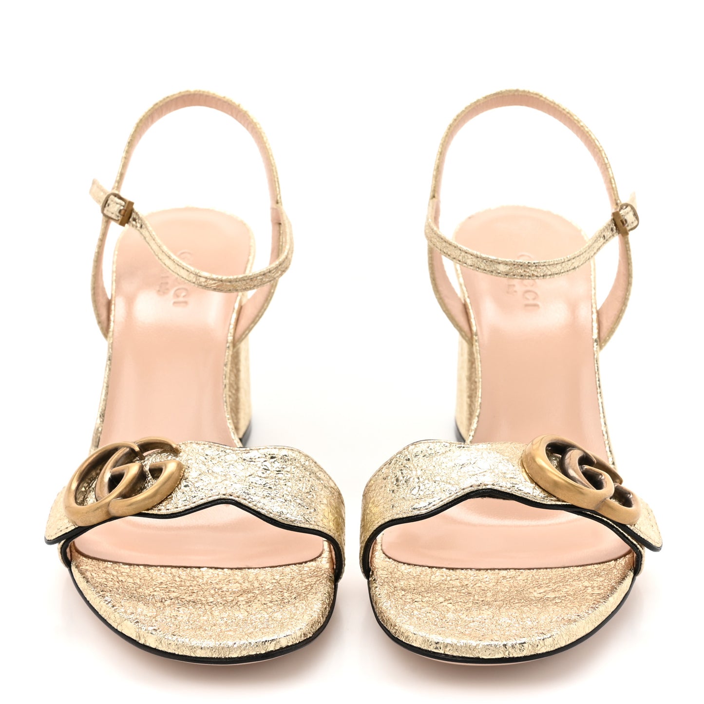 Galassia GG Marmont Ankle Wrap 75mm Sandals 36.5 Platino