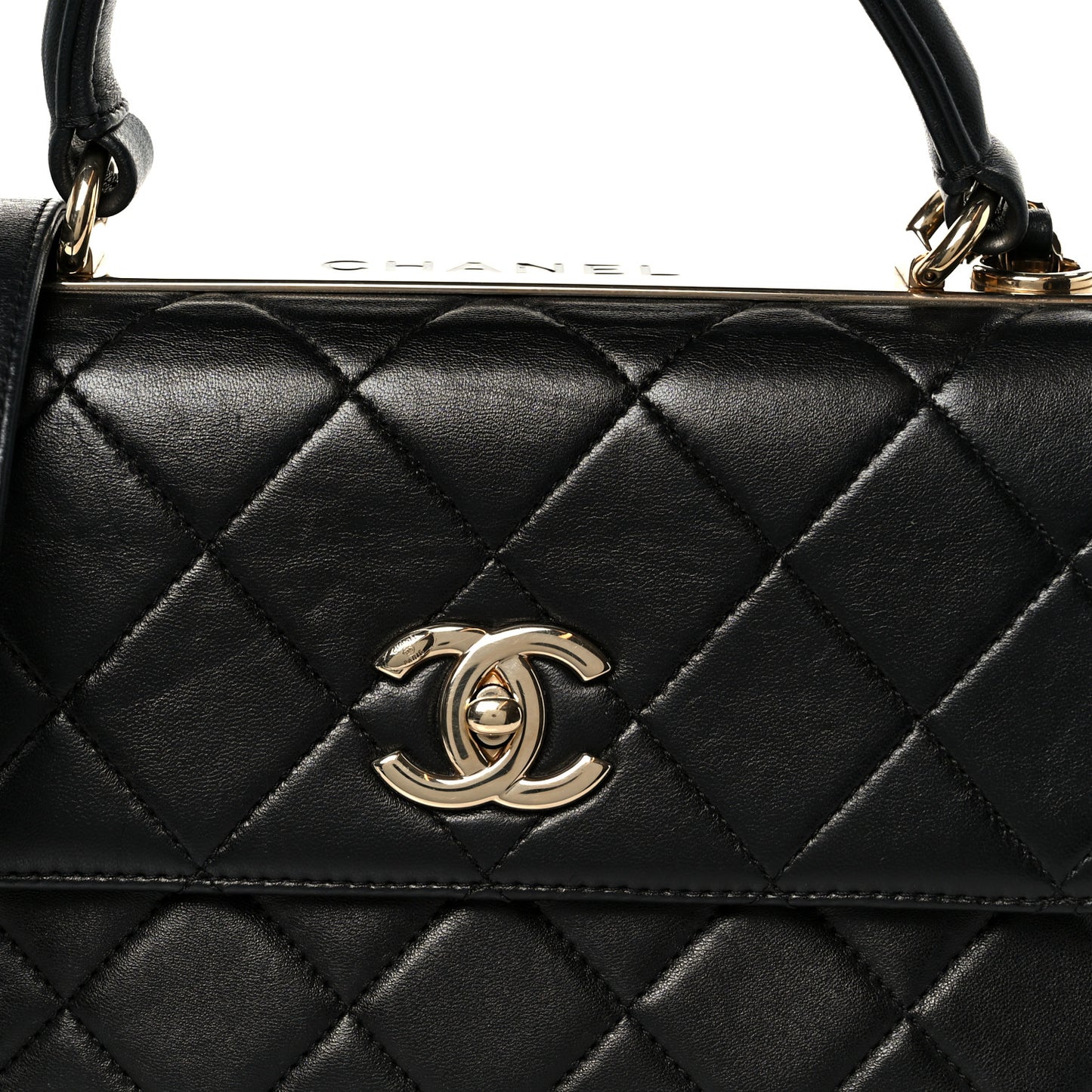 Lambskin Quilted Small Trendy CC Dual Handle Flap Bag Black