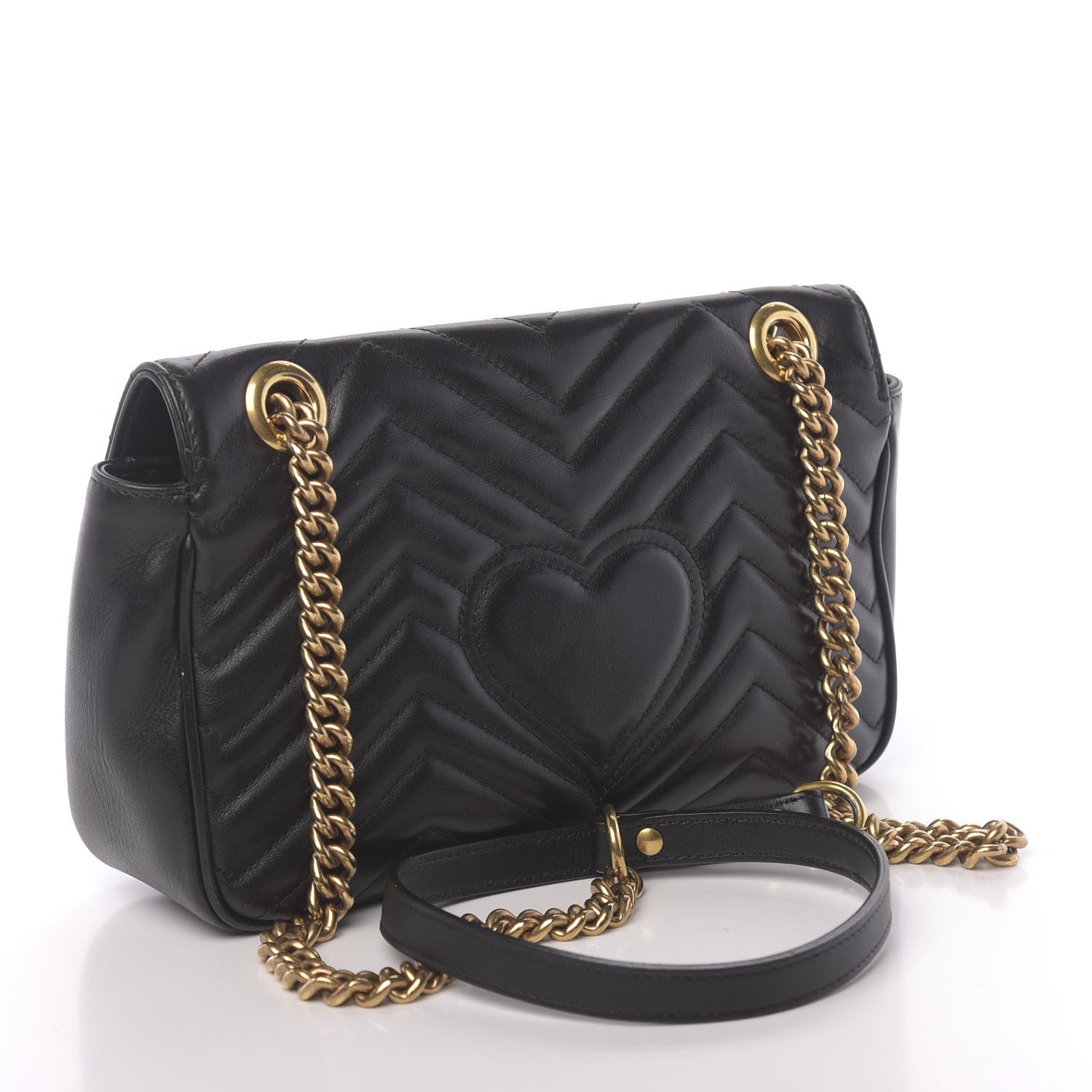 Gucci Calfskin Matelasse Small GG Marmont Shoulder Bag Black 3 of 18