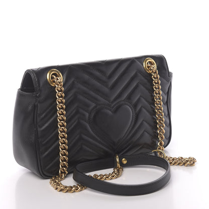 Gucci Calfskin Matelasse Small GG Marmont Shoulder Bag Black 3 of 18