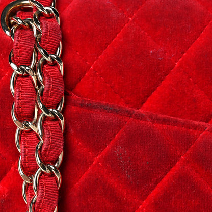 Chanel Velvet Quilted Medium Double Flap Red 17 of 19