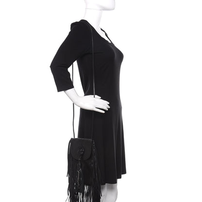 Saint Laurent Lambskin Fringe Small Anita Crossbody Bag Black 2 of 11