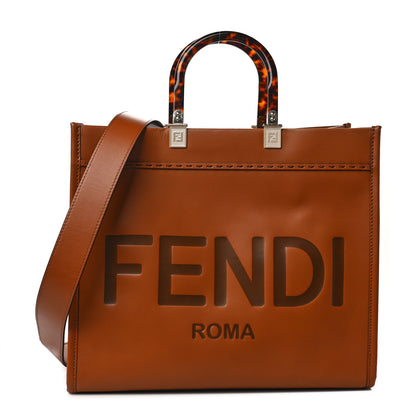 Fendi Vitello King Plexiglass Medium Fendi Sunshine Shopper Tote Cuoio 1 of 7