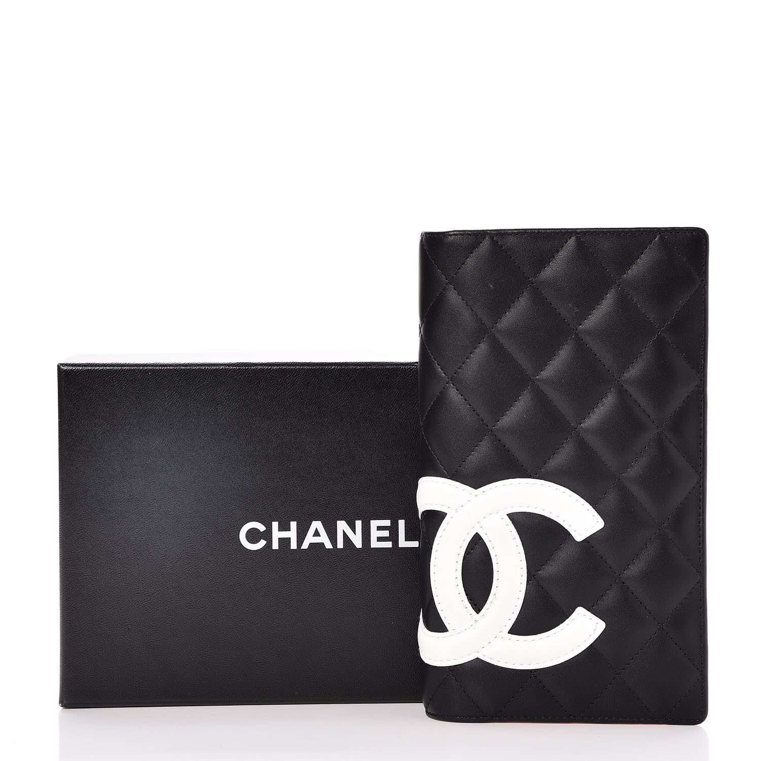 Chanel Calfskin Quilted Cambon Yen Wallet Black White 9 of 9