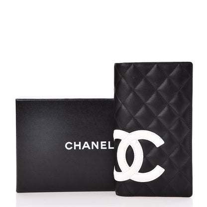 Chanel Calfskin Quilted Cambon Yen Wallet Black White 9 of 9