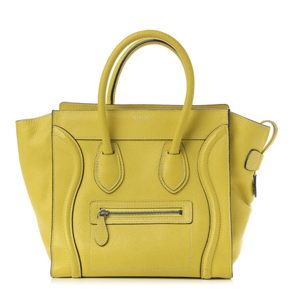 Celine Drummed Calfskin Micro Luggage Citron 1 of 9