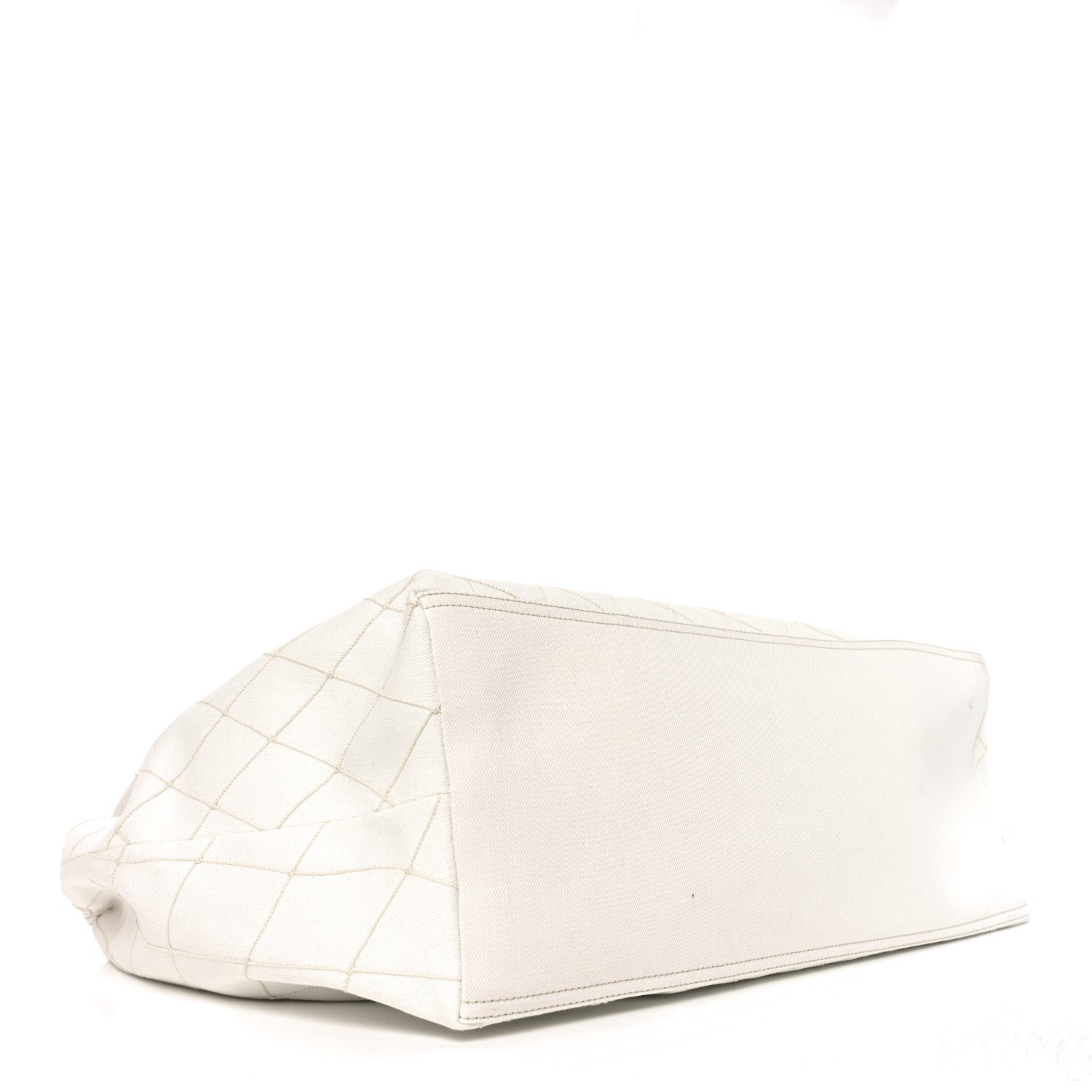 Chanel Denim Calfskin Quilted Coco Beach Small Shopping Tote White Black 5 of 11