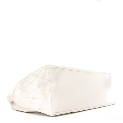 Chanel Denim Calfskin Quilted Coco Beach Small Shopping Tote White Black 5 of 11