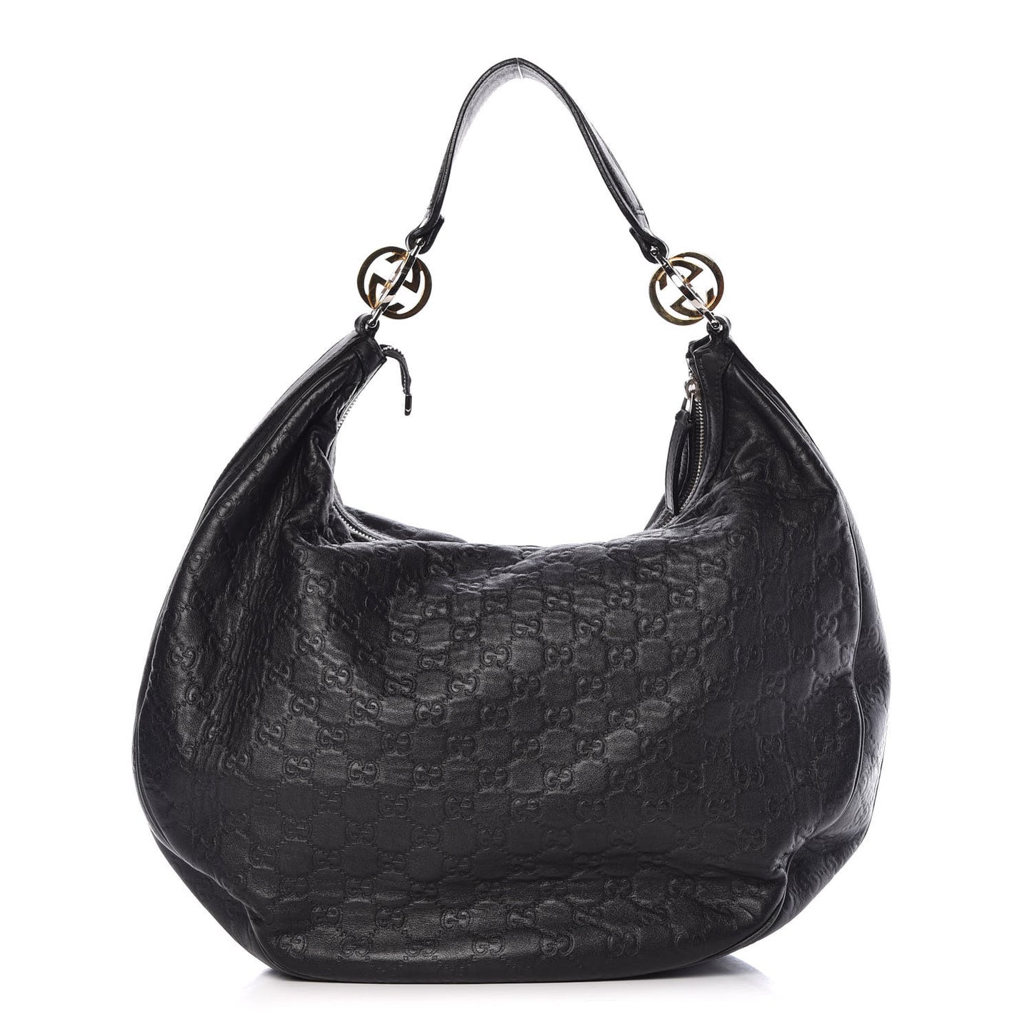 Guccissima Large GG Twins Hobo Black