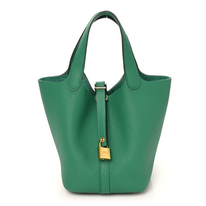 Hermes Taurillon Clemence Picotin Lock 18 Vert Vertigo 1 of 10