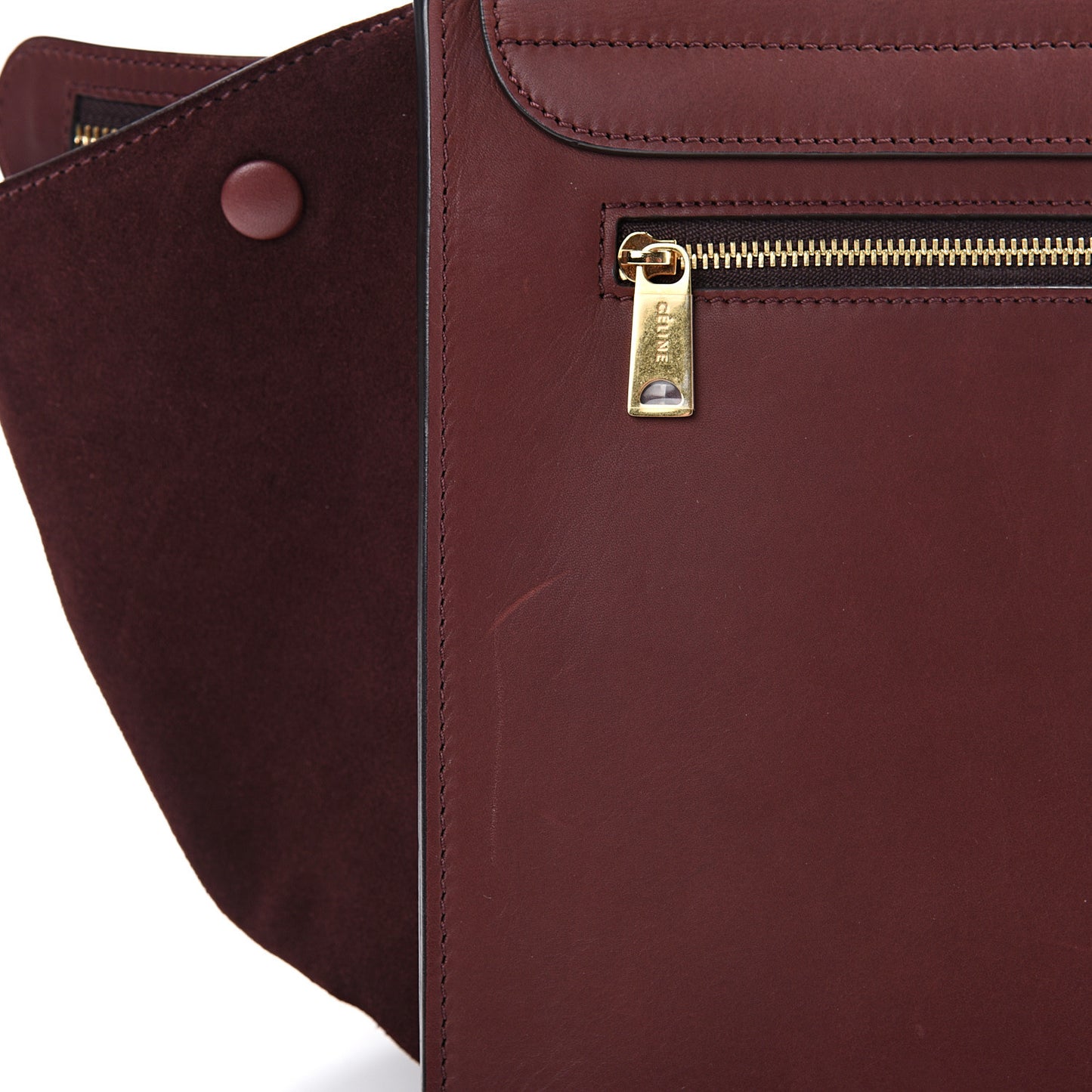 Smooth Calfskin Suede Medium Trapeze Burgundy