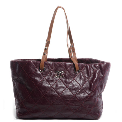 Chanel Glazed Calfskin Large On The Road Tote Plum 1 of 7